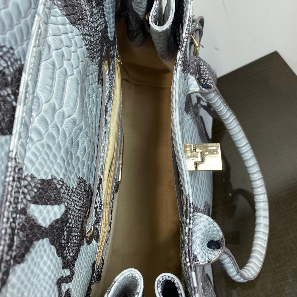 Jimmy Choo Gray and Black Python-Print Leather Top-Handle Shoulder Bag - Picture 9 of 16